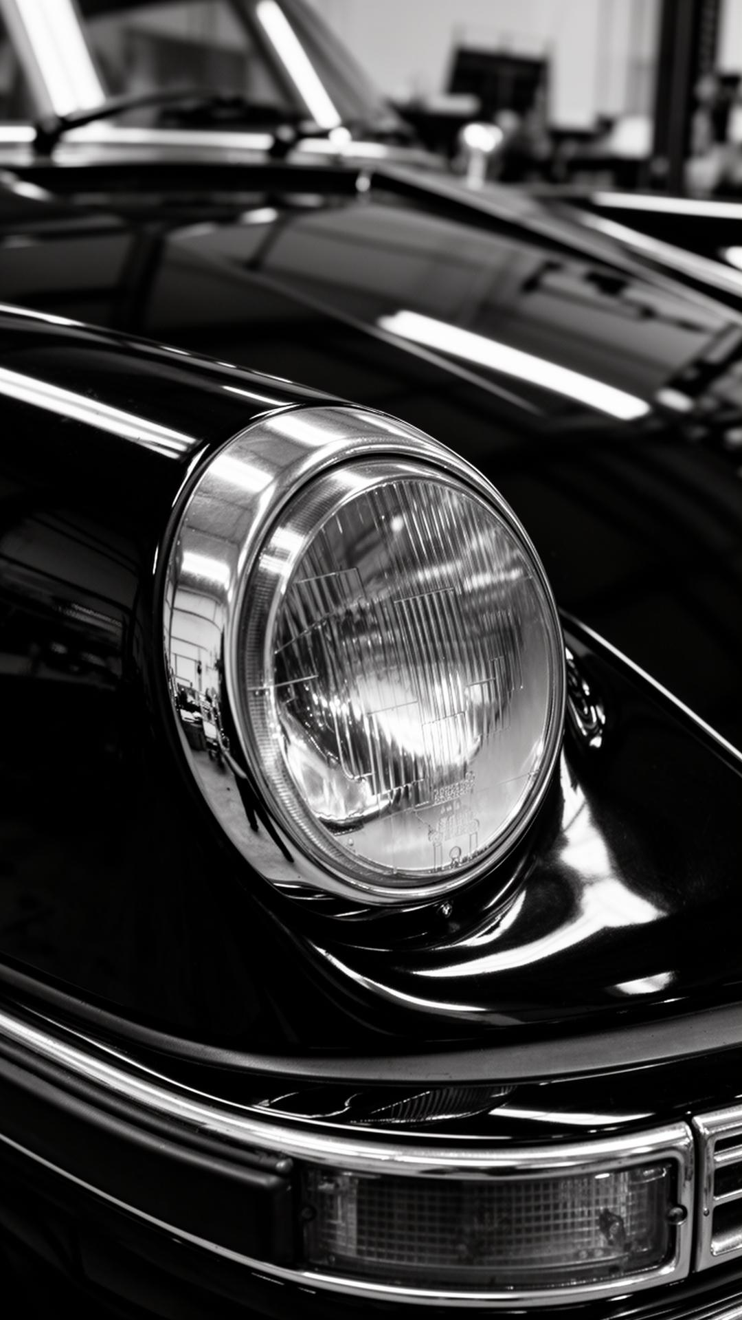 Polished chrome and paintwork on a restored classic car at Avac Customs